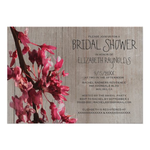 Rustic Cherry Blossoms Bridal Shower Invitations