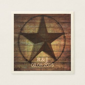 rustic chic barn wood texas star western wedding napkin