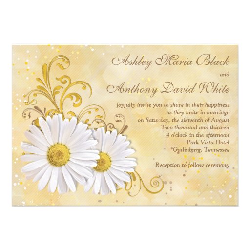 Rustic Chic Elegant Shasta Daisy Wedding Personalized Invitation