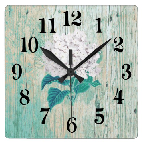rustic chic turquoise square wall clock