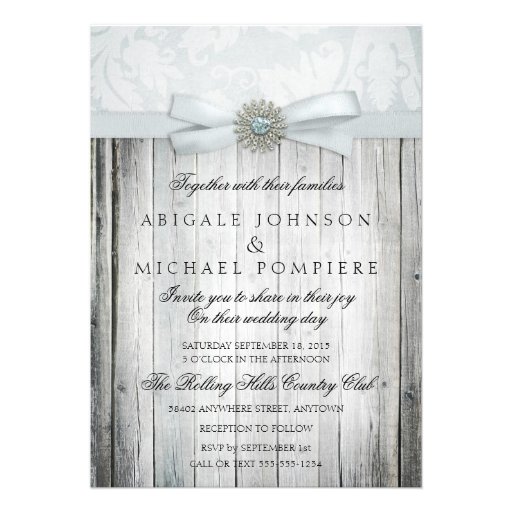 Rustic Chic Wedding Invitation with Sparkle