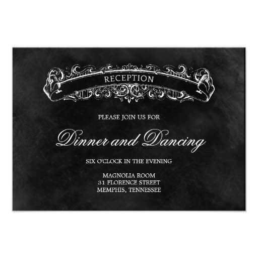 Rustic Chic Wedding Reception Card - Black