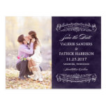 Rustic Chic Wedding Save The Date - Purple postcards
