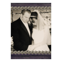 Rustic Chic Wood Rhinestone Wedding Announcement