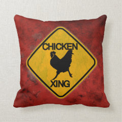 Rustic Chicken Crossing Sign Pillows