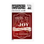 Rustic Christmas Holiday Peace & Joy Postage