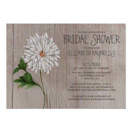 Rustic Chrysanthemum Bridal Shower Invitations