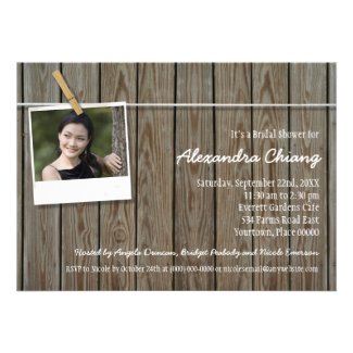 Rustic Clothesline Photo Bridal Shower Invitation