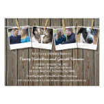Rustic Clothesline Photo  Wedding Shower Custom Announcements