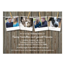 Rustic Clothesline Photo Wedding Shower Custom Announcements