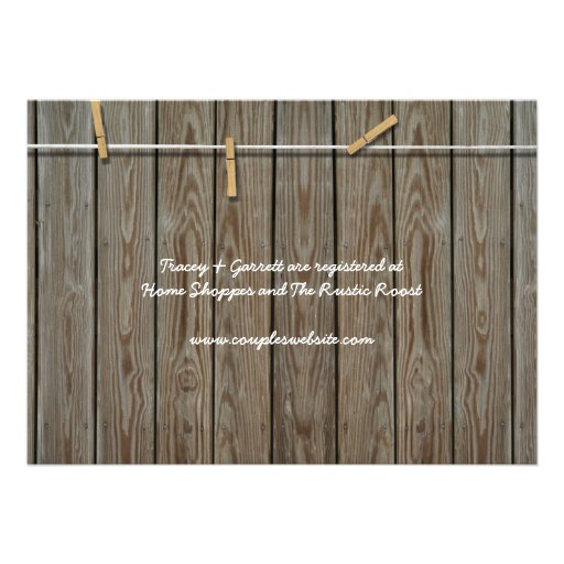 Rustic Clothesline Photo  Wedding Shower Custom Announcements