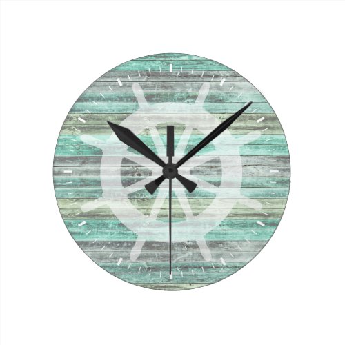 Rustic Coastal Decor Ship Helm Round Clock Rustic Coastal Decor Ship Helm Round Clock