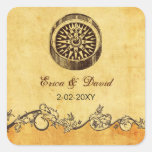 rustic compass nautical wedding  envelopes seals stickers