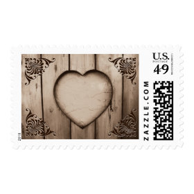 Rustic Country Antique Heart on Barn Wood Stamp Postage Stamps