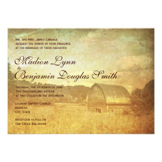 Rustic Country Barn Distressed Wedding Invitations