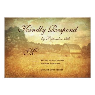 Rustic Country Barn Distressed Wedding RSVP Cards