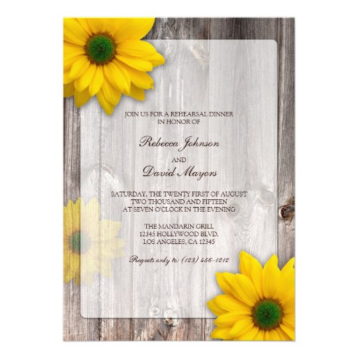 Rustic Country Barn with Daisies Rehearsal Dinner Invitations