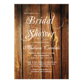 Rustic Country Barn Wood Bridal Shower Invitations