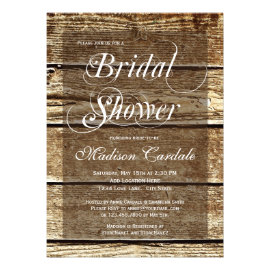 Rustic Country Barn Wood Bridal Shower Invitations