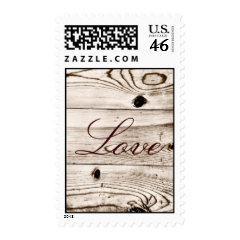 Rustic Country Barn Wood Grain LOVE Postage Stamps