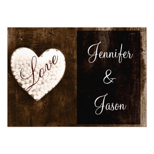 Rustic Country Barn Wood Love Heart Wedding Invite
