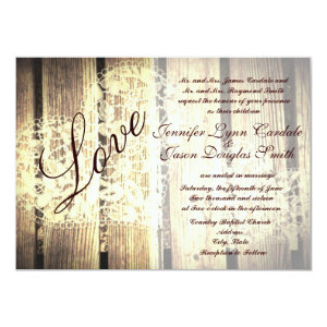 Rustic Country Barn Wood Love Wedding Invitations Custom Invitations