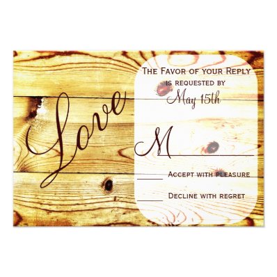Rustic Country Barn Wood Love Wedding RSVP Cards