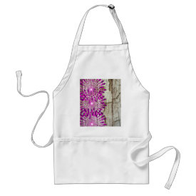 Rustic Country Barn Wood Pink Purple Flowers Apron
