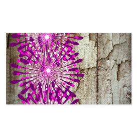 Rustic Country Barn Wood Pink Purple Flowers Business Card Template