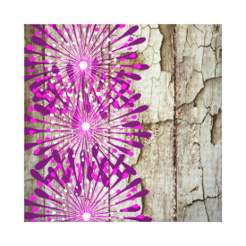 Rustic Country Barn Wood Pink Purple Flowers Canvas Prints
