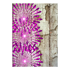Rustic Country Barn Wood Pink Purple Flowers Cards