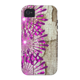 Rustic Country Barn Wood Pink Purple Flowers Vibe iPhone 4 Cover