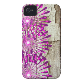 Rustic Country Barn Wood Pink Purple Flowers iPhone 4 Case-Mate Case