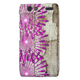 Rustic Country Barn Wood Pink Purple Flowers Droid RAZR Cover