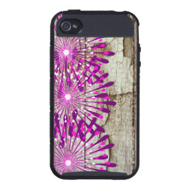Rustic Country Barn Wood Pink Purple Flowers iPhone 4/4S Cases