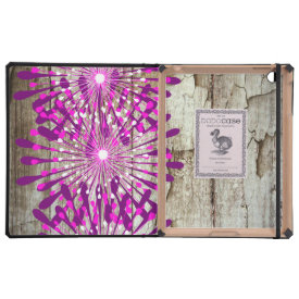 Rustic Country Barn Wood Pink Purple Flowers iPad Cover