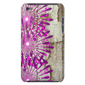 Rustic Country Barn Wood Pink Purple Flowers iPod Touch Cover