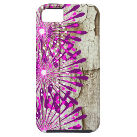 Rustic Country Barn Wood Pink Purple Flowers Case For iPhone 5/5S