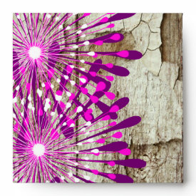 Rustic Country Barn Wood Pink Purple Flowers Envelopes