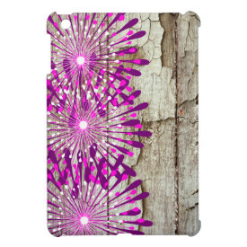 Rustic Country Barn Wood Pink Purple Flowers iPad Mini Covers