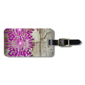 Rustic Country Barn Wood Pink Purple Flowers Tag For Luggage
