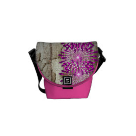 Rustic Country Barn Wood Pink Purple Flowers Courier Bags
