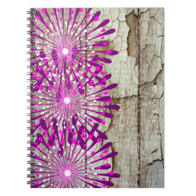 Rustic Country Barn Wood Pink Purple Flowers Note Book