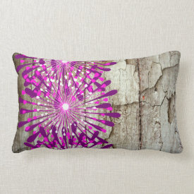 Rustic Country Barn Wood Pink Purple Flowers Throw Pillow