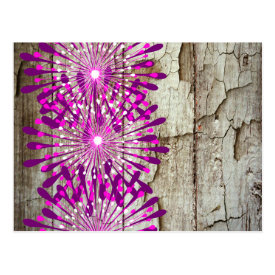 Rustic Country Barn Wood Pink Purple Flowers Postcards