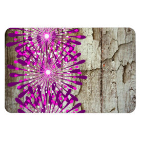 Rustic Country Barn Wood Pink Purple Flowers Flexible Magnet