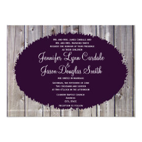 Rustic Country Barn Wood Purple Wedding Invitation 5