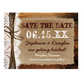 Rustic Country Barn Wood Save the Date Postcards
