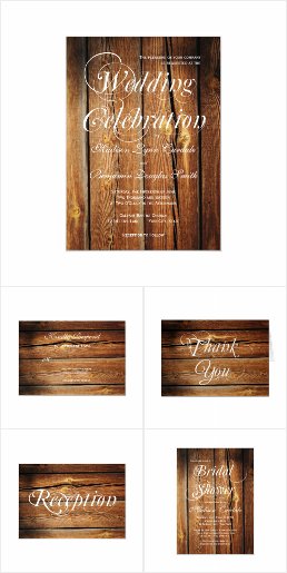 Rustic Country Barn Wood Wedding Invitation Set