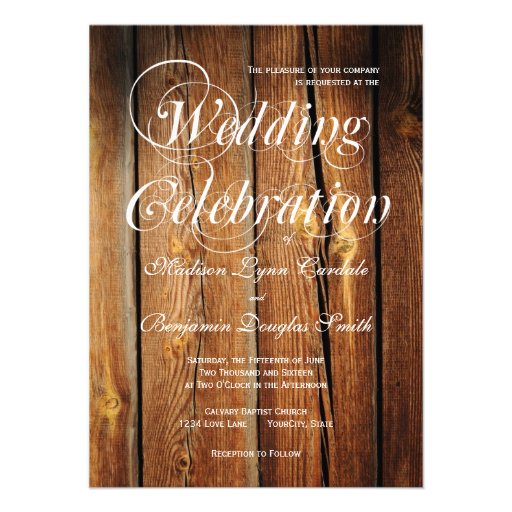 Rustic Country Barn Wood Wedding Invitations